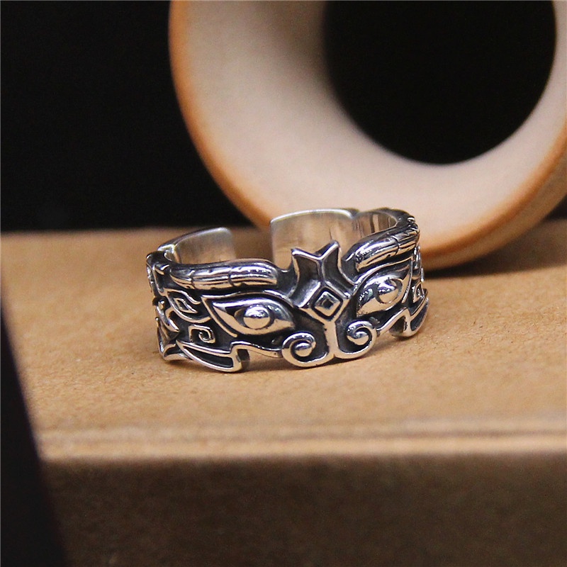 Nhẫn nam nữ tròn Unisex màu bạc Thời trang Kuu Studio chất liệu Titan đẹp đơn giản - Nhẫn Yang Ring