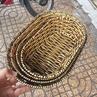 Khay oval nhựa giả mây