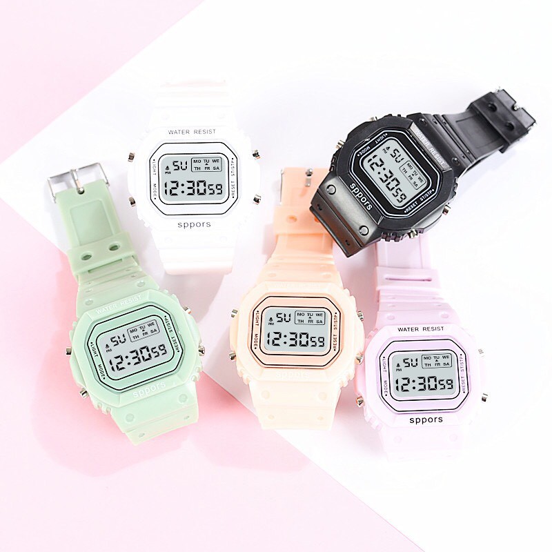 ĐỒNG HỒ THỂ THAO NAM NỮ SPPORT WATCH D377B MẶT VUÔNG SIÊU ĐẸP