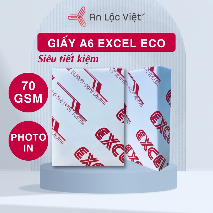 Giấy A6 Excel 70 gsm - Eco 400 tờ/ram, Giấy tự nhiên, mịn, độ trắng đạt 95%