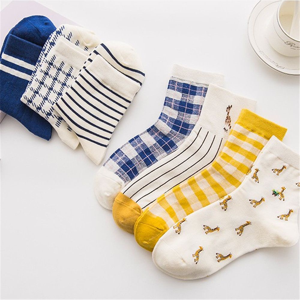 Đôi vớ cotton in hình hươu cao cổ hoạt hình dễ thương MIHAN1