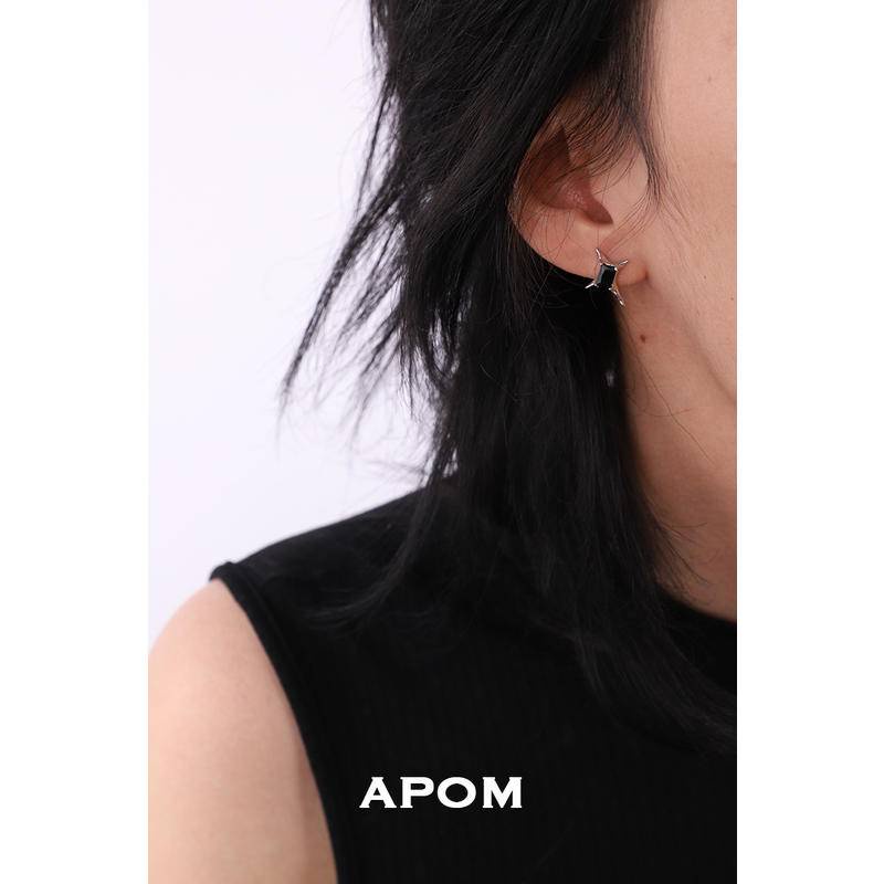 Bông tai hình ngôi sao bốn cánh sang trọng bạc 925 cho nam và nữ