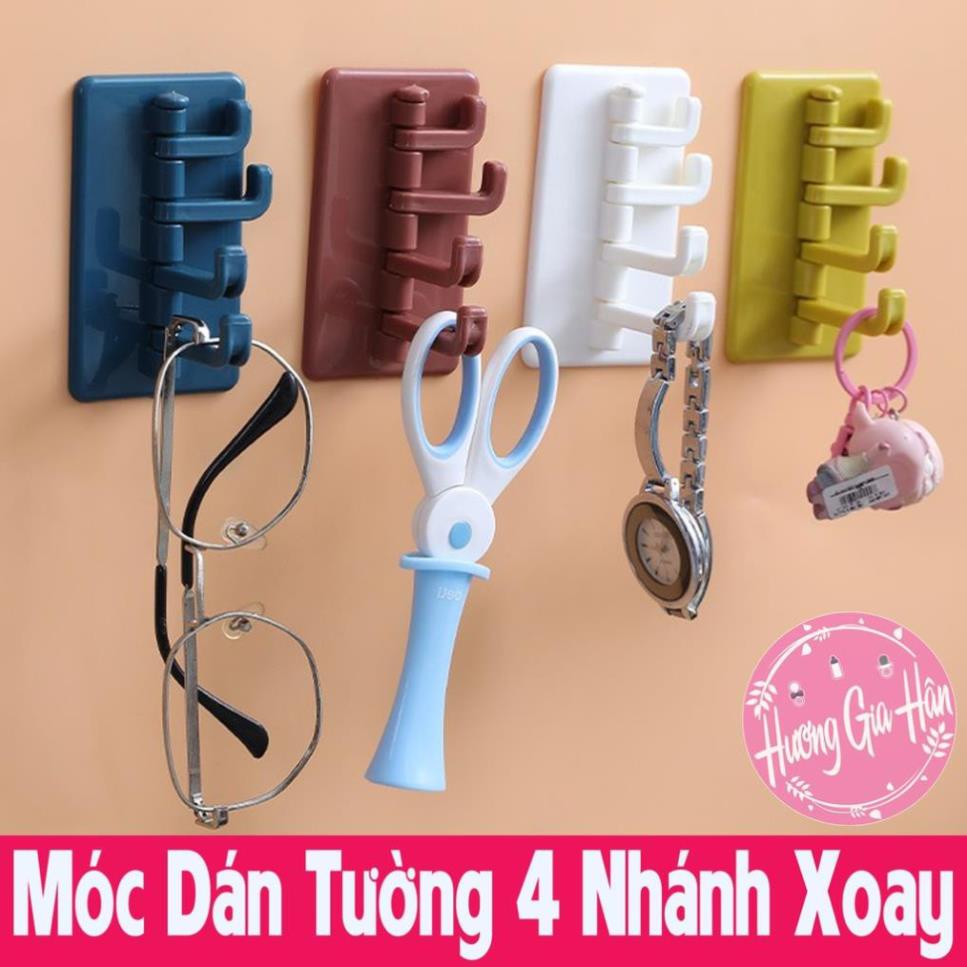 Móc Dán Siêu Chắc Xoay 4 Nhánh Treo Chìa Khóa, Đồ Dùng Nhà Tắm [Thanh Mai Shop]