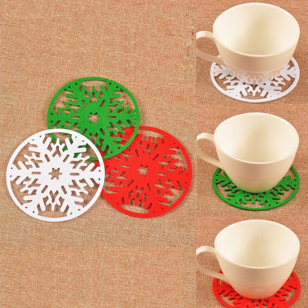 LONTIME Set 2 Tấm Lót Cốc Bằng Vải Không Dệt Cách Nhiệt Trang Trí Giáng Sinh