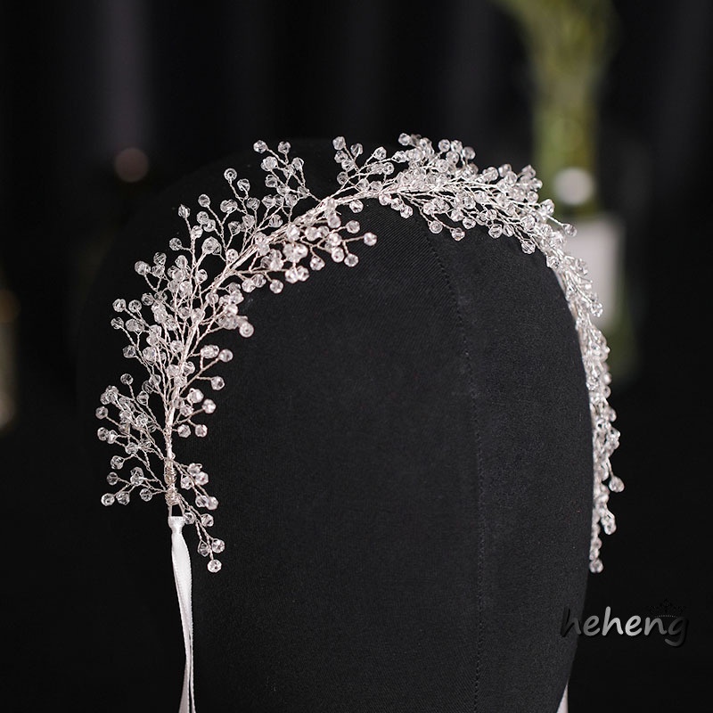 Băng Đô Cài Tóc Hình Vương Miện Đính Đá Lấp Lánh Sang Trọng Cho Cô Dâu