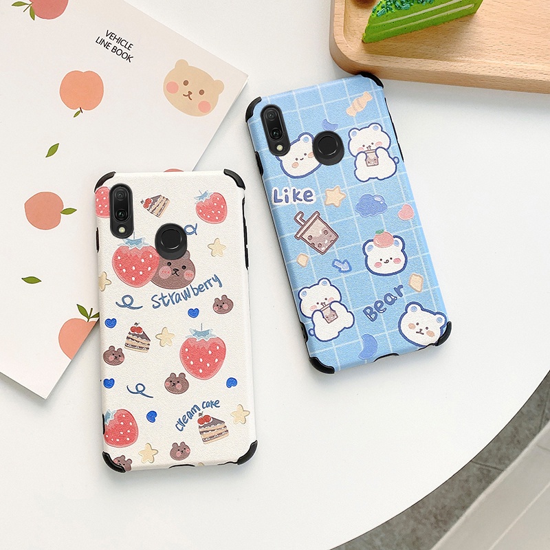 Ốp điện thoại lụa chống nước họa tiết hoạt hình đáng yêu dành cho Huawei Y9 2019
