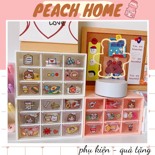 [Tặng Sticker] Tủ Mini 9 Ngăn Kéo Để Bàn / Treo Tường Đựng Phụ Kiện Mỹ Phẩm Tiện Lợi Kệ Nhựa 9 Ô Đa Năng Cho Học Sinh