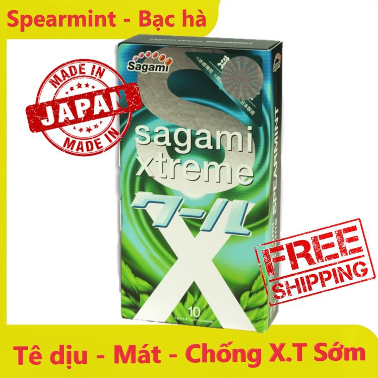 Bao cao su Sagami Spearmint (Hộp 10 chiếc )(Hibaby+ Store)