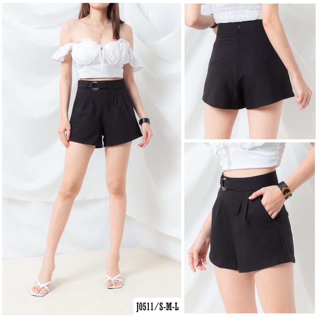 Quần Short Tây Nữ Mùa Đen Có Khóa Tròn Ngay Eo J0511 - Jeany