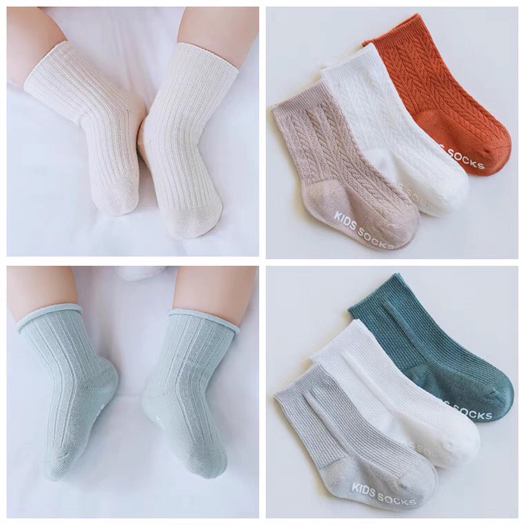 Set 3 tất trẻ em - Tất cao cổ nhiều màu dễ thương chính hãng Nemo Baby cho bé từ 0-5 tuổi chất cotton mềm mịn S3T