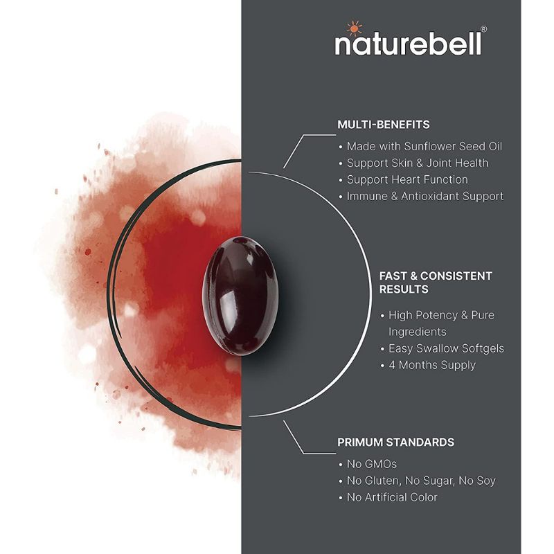 Tinh Chất Chống Láo Hóa Astaxanthin 12mg Đẹp Da, Hồng Hào Da Nature Bell 120v