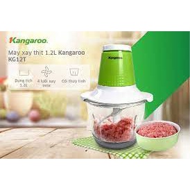 Máy xay thịt Kangaroo KG12T - dung tích 1.2L - 4 lưỡi xay inox - cối thuỷ tinh bảo hành 12 tháng