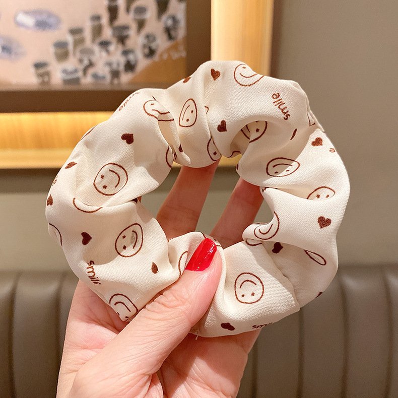 Dây buộc tóc scrunchies hoạ tiết vintage Hàn Quốc D04