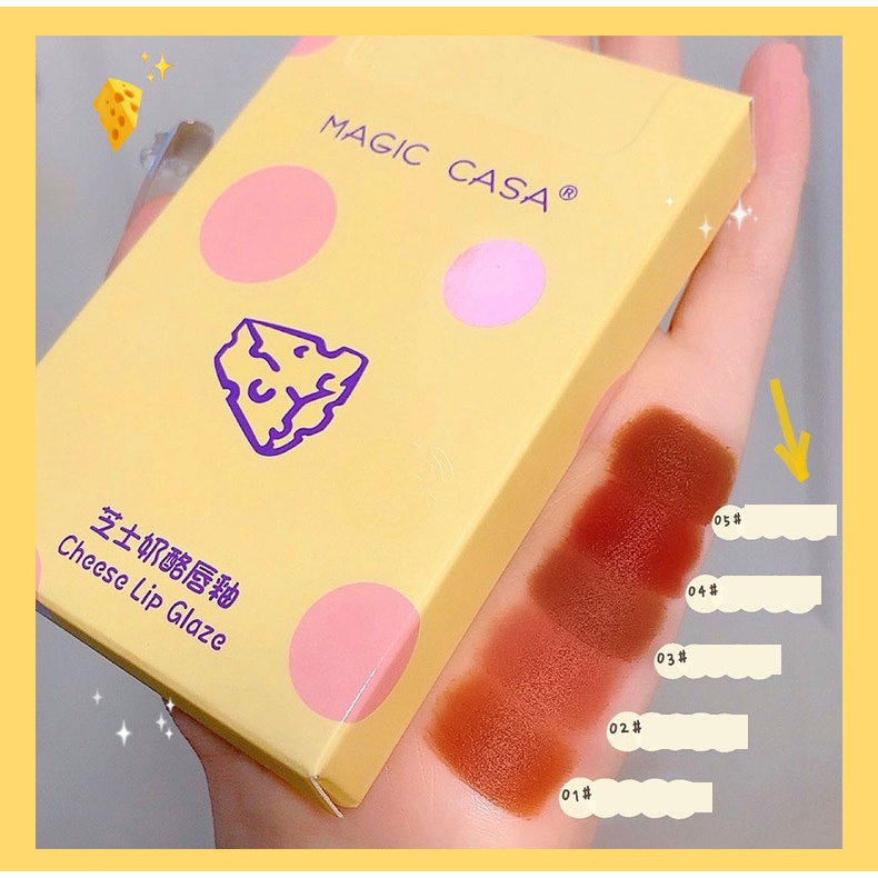 Set 5 Son Môi Màu Nhung Lì Hình Phô Mai Xinh Xắn
