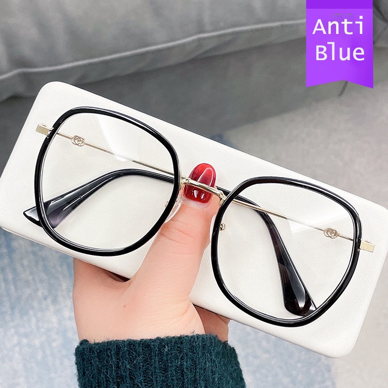 Korean Oversize Frame Anti Radiation Eye Glasses for Women Anti Blue Light Eyewear