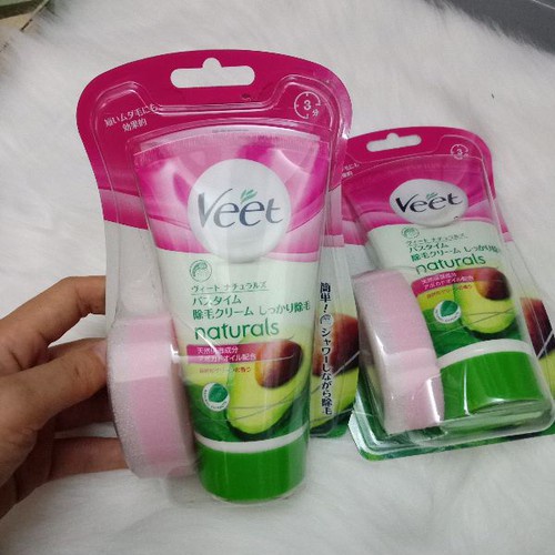 Kem tẩy lông Veet nội địa Nhật tuýp 150g - Tặng kèm miếng lau