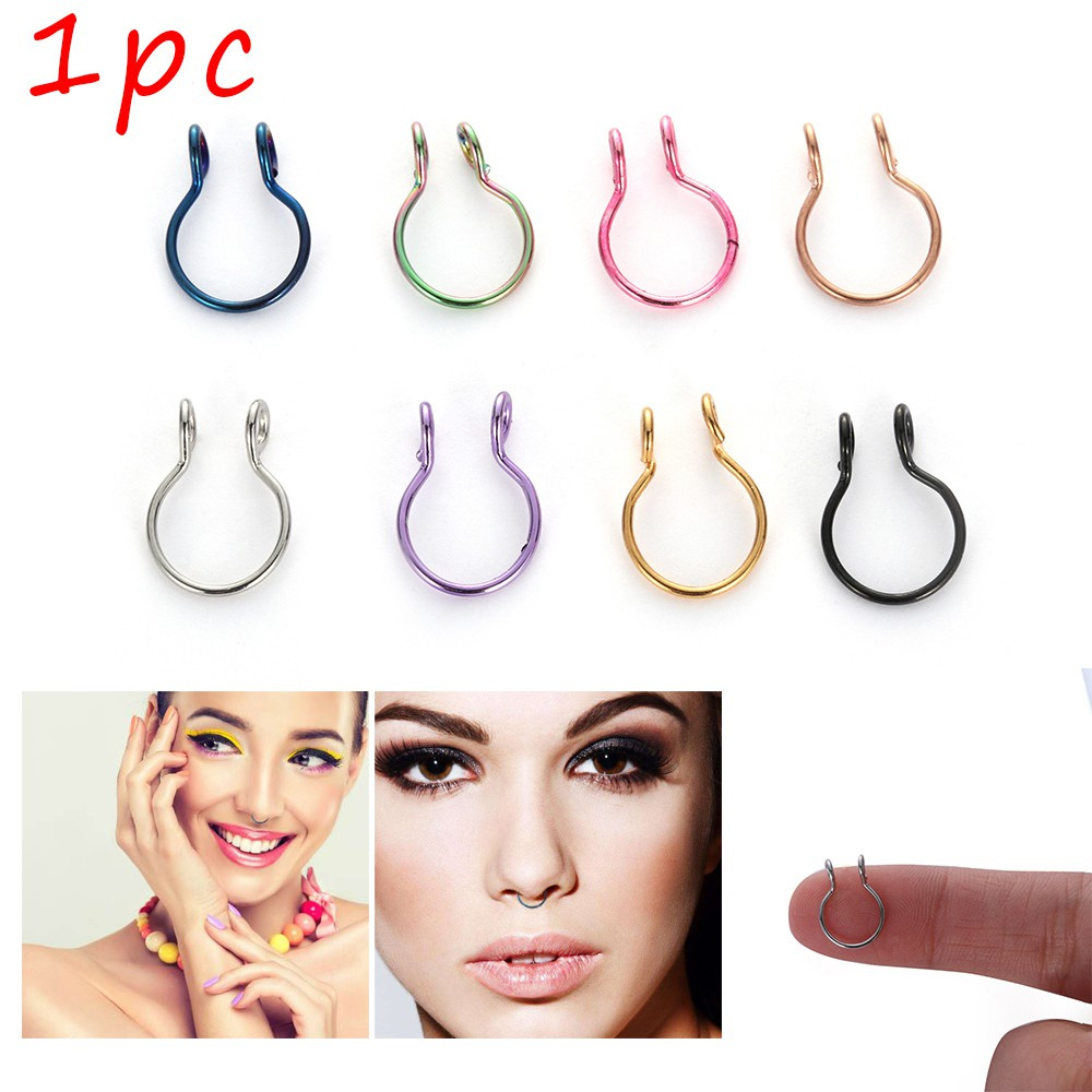 Khuyên mũi đường kính 8mm bằng thép không gỉ không cần xỏ thời trang dành cho nữ