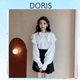 Áo sơ mi nữ cổ bèo tay phồng tiểu thư tay bo chun phong cách hàn quốc tiểu thư cực xinh doris