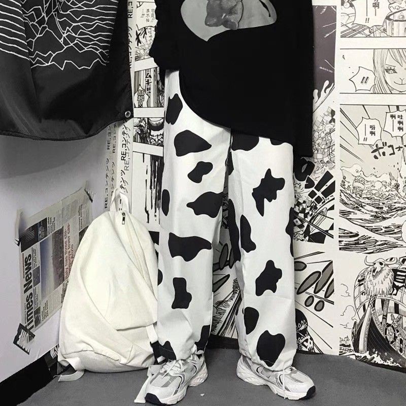 Quần cartoon ulzzang in hoạt hình unisex dáng rộng ống suông - thiết kế hoạ tiết hình thú có Video ,Ảnh thật