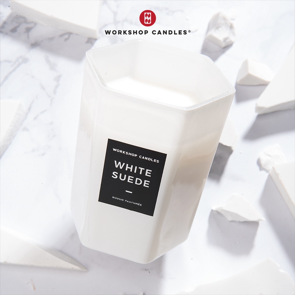 Nến thơm White Suede Workshop Candles H&amp;H Home 7.4oz hương nước hoa sang trọng