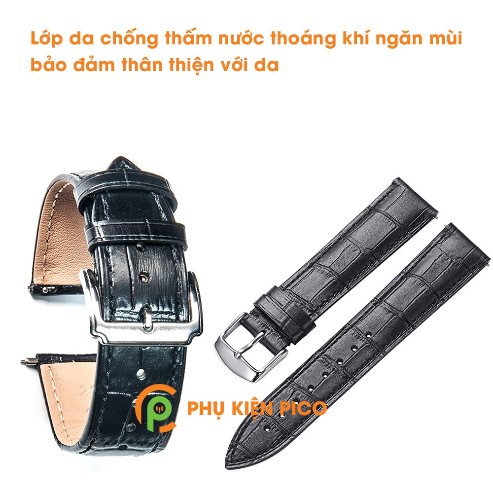 Dây da đồng hồ Huawei Watch GT 2 bản 22mm màu đen, màu nâu đậm