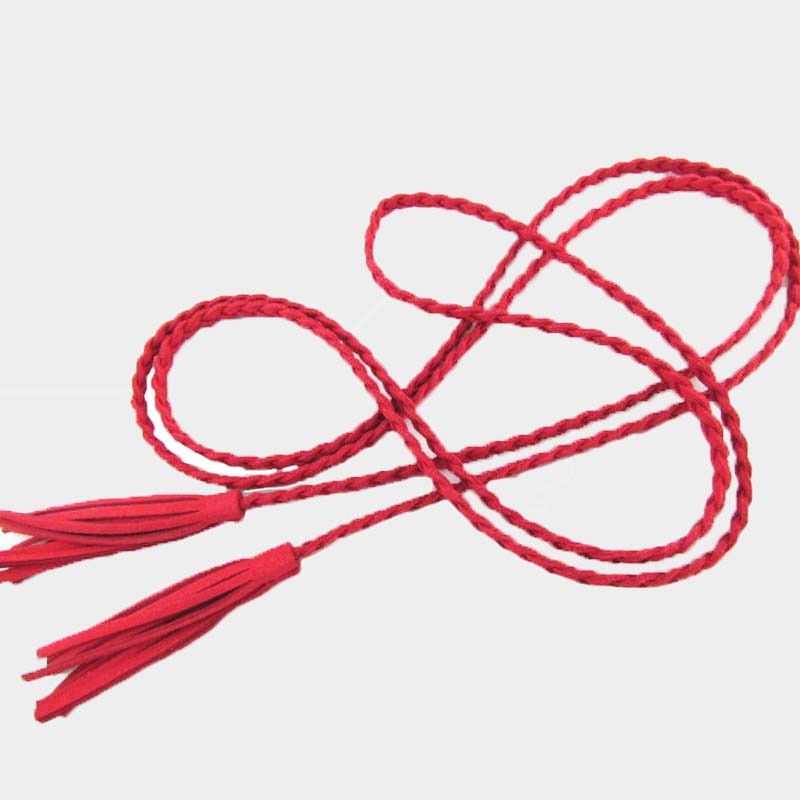 Thắt Lưng Dây Da Bện Phối Tua Rua Thời Trang Cho Nữ