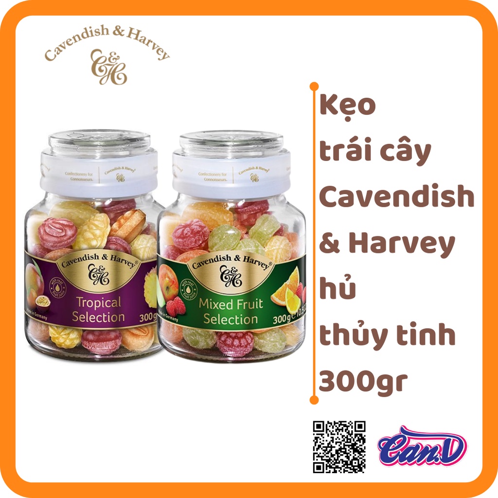 Kẹo trái cây Cavendish & Harvey hủ thủy tinh 300gr