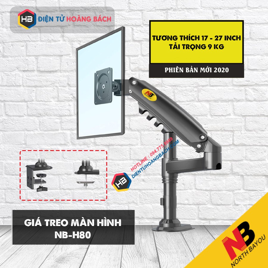 Giá Treo Màn Hình Máy Tính NB H80 17 - 27 Inch - Tay Treo Màn Hình Chính Hãng NorthBayou