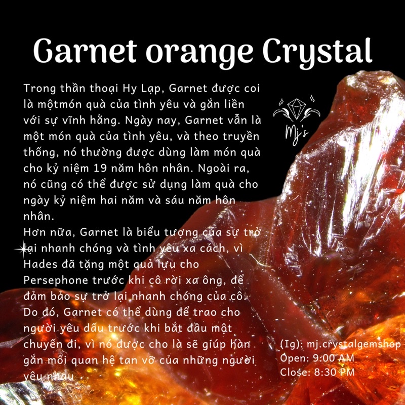 Đá thô Garnet Brazil cam sưu tầm, handmade, reiki, thanh tẩy thiền định