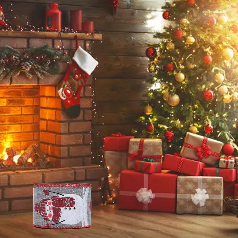 Cuộn Dây Ruy Băng Họa Tiết Hoa Trang Trí Giáng Sinh