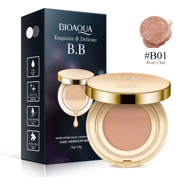 Phấn nước BB cream che khuyết điểm dưỡng ẩm và làm sáng da BIOAQUA có mút tán đi kèm | BigBuy360 - bigbuy360.vn