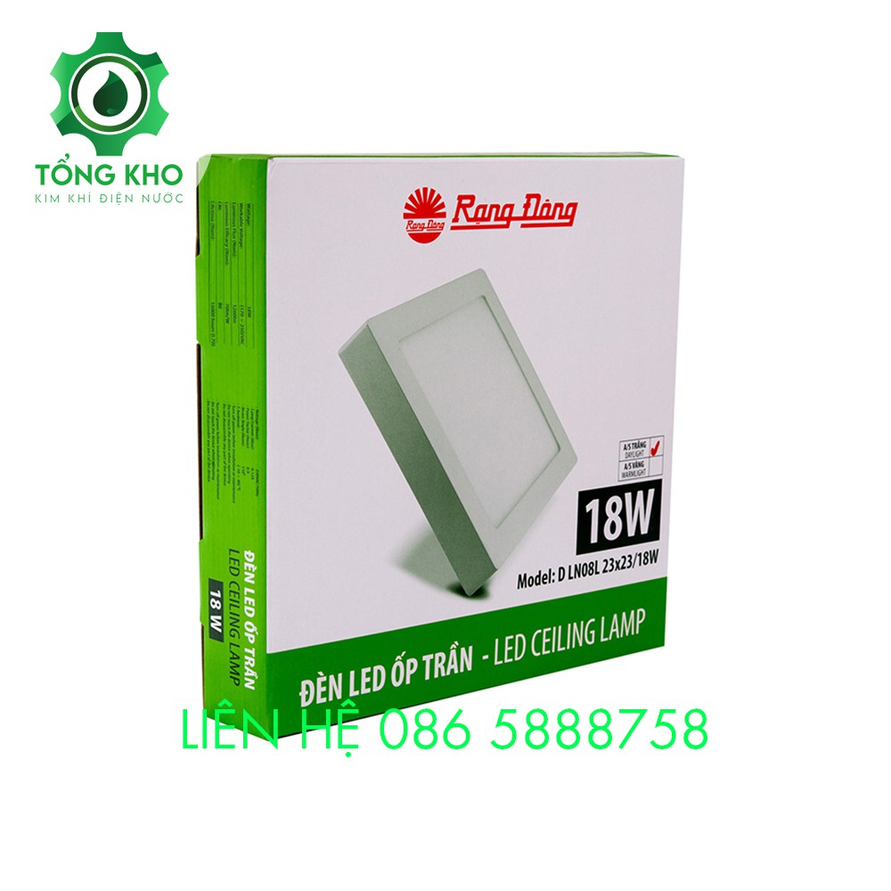 Đèn LED ốp trần vuông Rạng Đông LN08 12W/18W/24W - Tổng kho kim khí điện nước