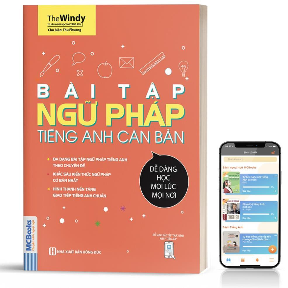 Sách - Bài Tập Ngữ Pháp Tiếng Anh Căn Bản Dành Cho Người Mới Bắt Đầu-Học Kèm App [MCBooks]