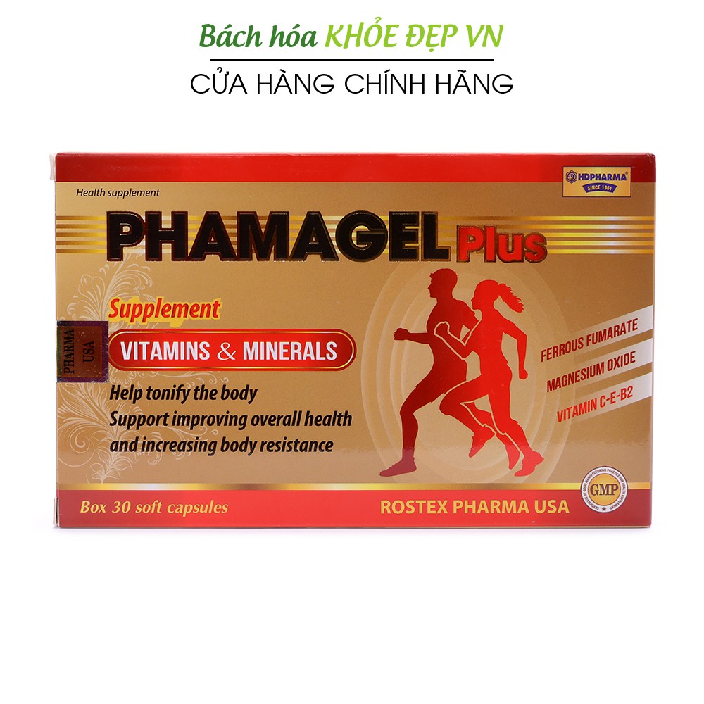 Viên uống vitamin tổng hợp Phamagel Plus tăng cường sức khỏe - 30 viên [Phamagel Plus Hộp 30 viên]
