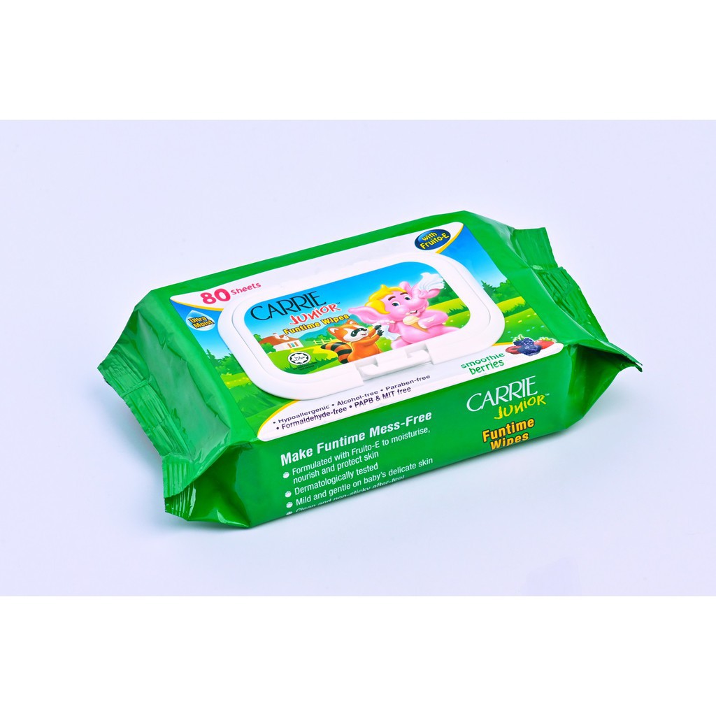 Khăn giấy ướt Carrie Junior Funtime Smoothie Berries - 80 tờ