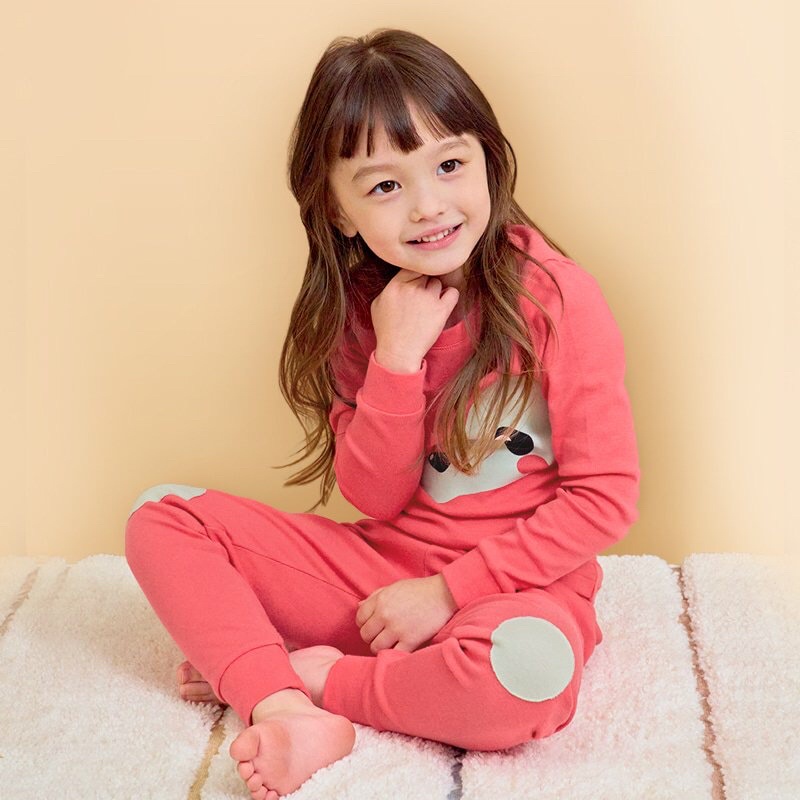 Đồ bộ quần áo dài tay bé gái dáng ôm thun cotton mẫu Sóc năm 2022 rất xinh của hãng Unifriend Hàn Quốc mã UND09