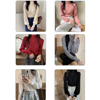 Áo len cổ cao tay bồng ( kèm ảnh thật)