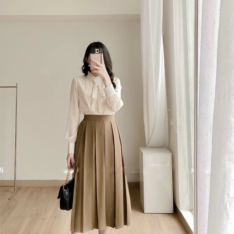 [Mã SKAMFSW175 giảm 10K đơn 50K] Áo sơ mi kiểu hàn quốc tiểu thư chất vải tơ mềm mịn không nhăn nhàu mặc đi chơi đi làm