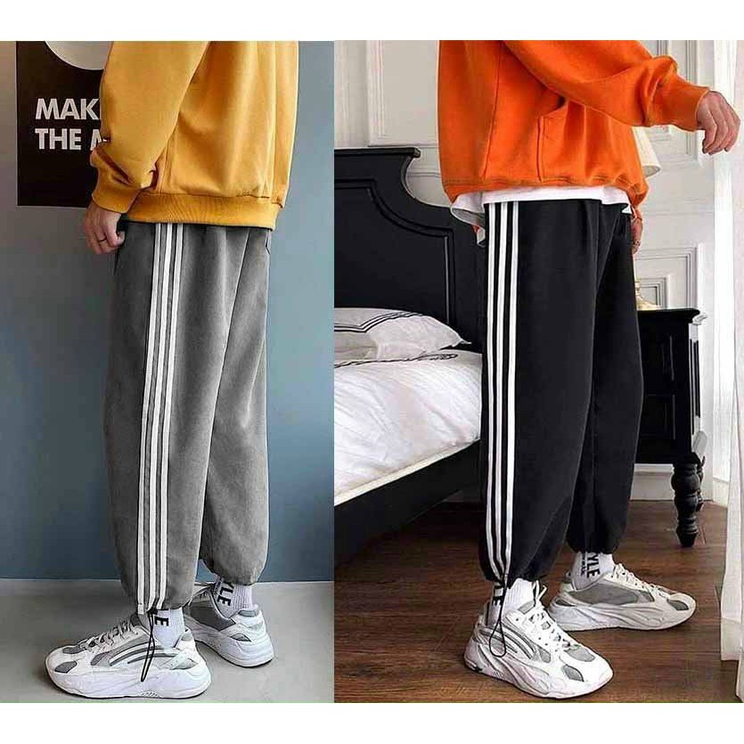 Quần Jogger Nam Nữ 3 sọc dây rút bo gấu vải nỉ mịn cực đẹp (3sdayrut)