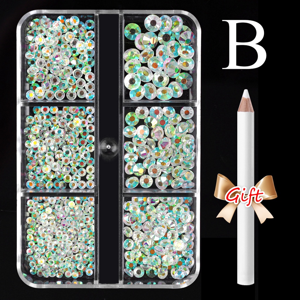 MONJA Hộp 1560 Hạt Đá 3D Lấp Lánh Trang Trí Móng Tay Nghệ Thuật