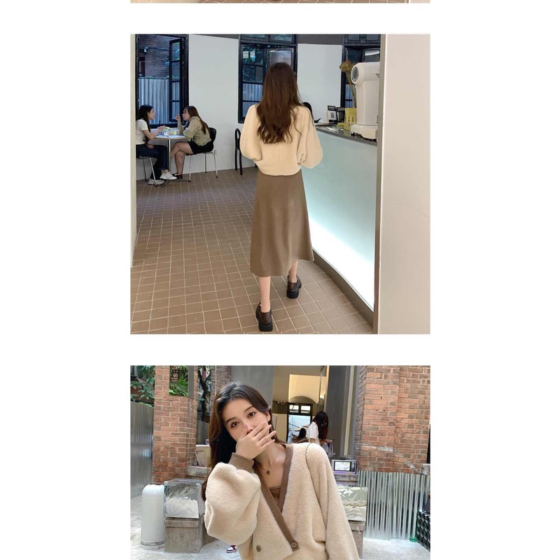 Set áo khoác + đầm hai dây thời trang thu đông Hàn Quốc 2021