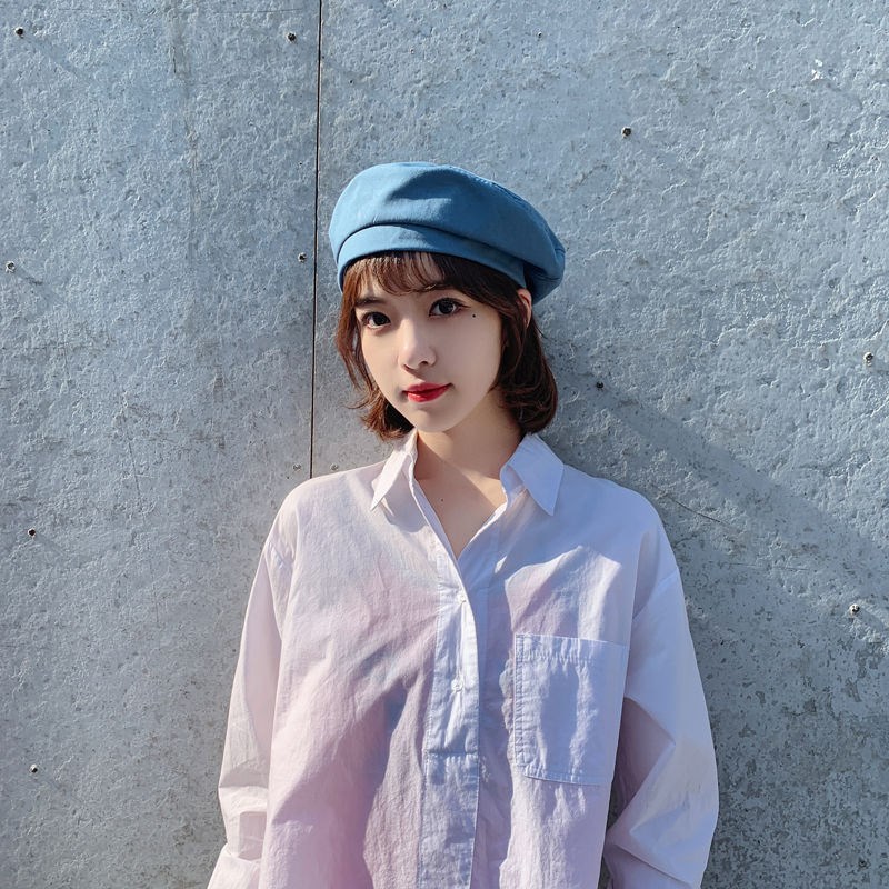 Mũ Nồi Thoáng Khí Màu Trơn Phong Cách Retro Xinh Xắn