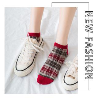 Summer Retro British Style Plaid Women Ankle Socks New Trend Harajuku Spring Cotton College Young Girls Low Top Socks 1 Pair