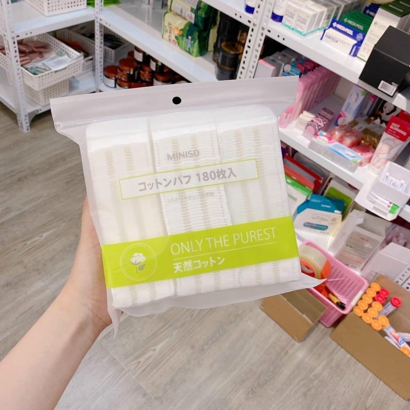 Bông tẩy trang Miniso Nhật Bản gói 180 miếng