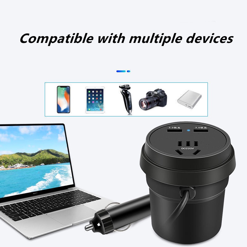 Bộ Chuyển Đổi Nguồn Điện 150W DC 12V / 24V Sang 220V Cho Xe Hơi/Laptop