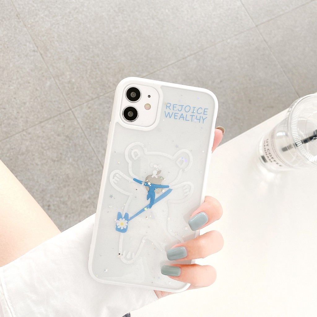 Ốp lưng iphone Gấu Rejoice viền màu 5/5s/6/6plus/6s/6splus/7/7plus/8/8plus/x/xr/xs/11/12/pro/max/plus/promax | BigBuy360 - bigbuy360.vn