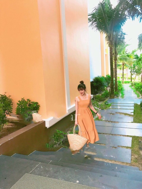 ĐẦM MAXI BUỘC NƠ LƯNG kt