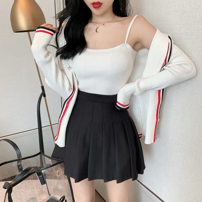 Chân Váy Chữ A Lưng Cao Xếp Ly Màu Sắc Thời Trang Phong Cách Hàn Quốc Cho Nữ