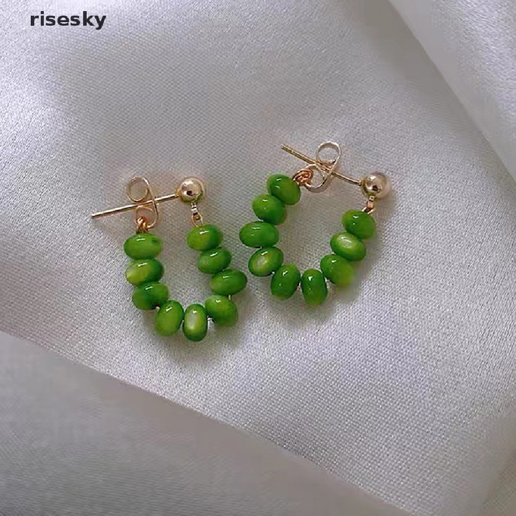 Bông Tai Dáng Dài Đính Đá Mắt Mèo Màu Xanh Lá Thời Trang Cho Nữ ♨Trên đó