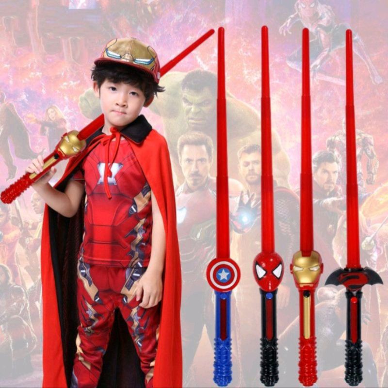 Đồ Chơi Siêu Anh Hùng Kiếm Ánh Sáng Gậy Âm Thanh Siêu Nhân, Áo choàng Hóa Trang Siêu Anh Hùng Avengers Cho Trẻ Em